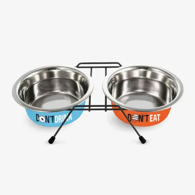 Миска Triol Water&Food металлическая на подставке, 2*0,24 л