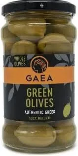 Название продукта: Зеленые оливки GAEA Authentic Greek Green Olives (масса: 165 г).