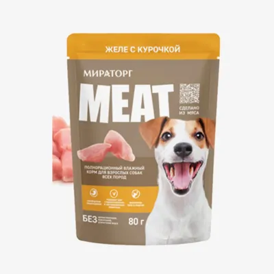 Корм Мираторг Meat влажный для взрослых собак всех пород желе с курочкой 80 г