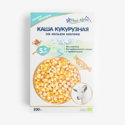 Каша Fleur Alpine кукурузная органическая с пребиотиками на козьем молоке от 5+ месяцев, 200 г