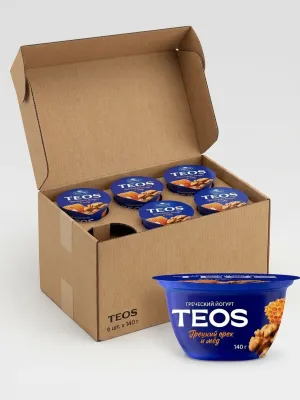 Греческий Йогурт "TEOS" Греций орех и мёд,2%, 140гр, коробка 6шт