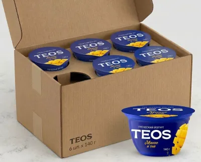 Греческий Йогурт "TEOS" Манго и чиа, 2%, 140гр, коробка 6шт.