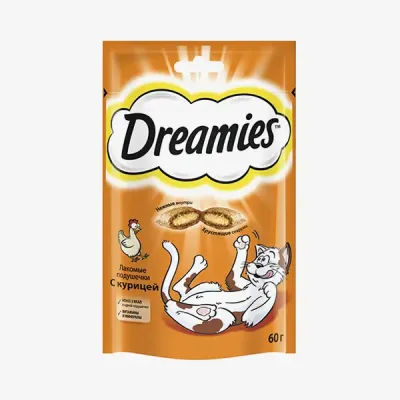 Лакомства Dreamies c курицей для кошек 60 г