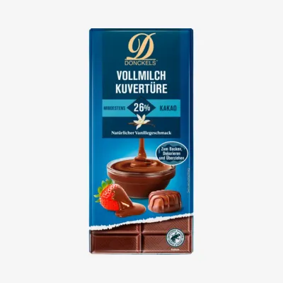 Молочная кувертюра Donckels шоколадная глазурь, 26% какао, 200 г