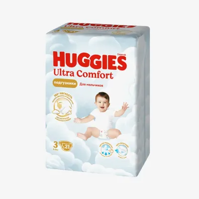 Подгузники Huggies Ultra Comfort 3 для мальчиков (5-9 кг) 21 шт