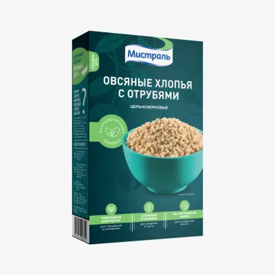 Хлопья Мистраль овсяные с отрубями 400 г
