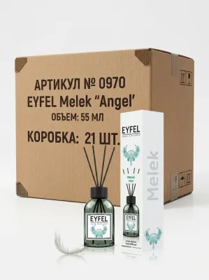 Аромадиффузор для дома EYFEL Perfume Melek / «Ангел» с палочками (55 мл, оптовая коробка 21 шт.)