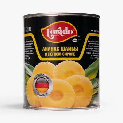 Ананасы Lorado шайбы в сиропе, 850 мл