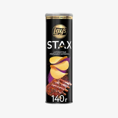 Чипсы Lay’s Stax со вкусом ароматных рёбрышек барбекю, 140 г