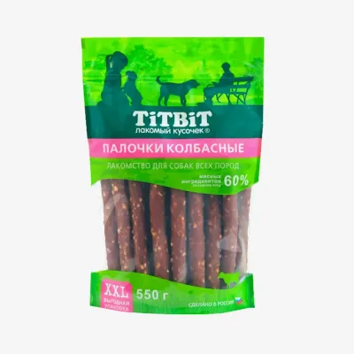 Палочки Titbit колбасные для собак всех пород 550 г