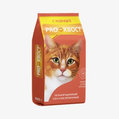 Корм ProХвост сухой для кошек с курицей, 0,8 кг