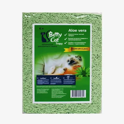 Наполнитель Betty Cat тофу, с запахом алоэ, 6 л