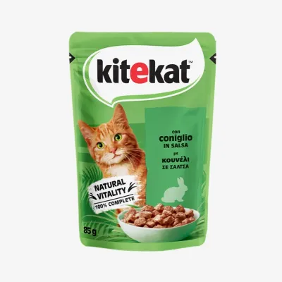 Влажный корм Kitekat полнорационный для взрослых кошек, кролик в соусе, 85 г