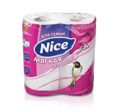 Полотенца бумажные Nice «Ласточка», 2-слойные, розовые, 2 рулона