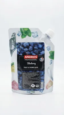 Фруктовая основа с черникой «Andros Professional Blueberry Fruit & Chunks Base» (масса нетто: 1 кг).
