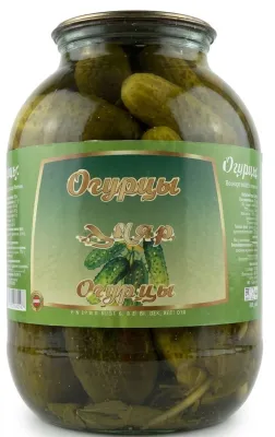 Маринованные огурцы (большая стеклянная банка, объем 2 л).