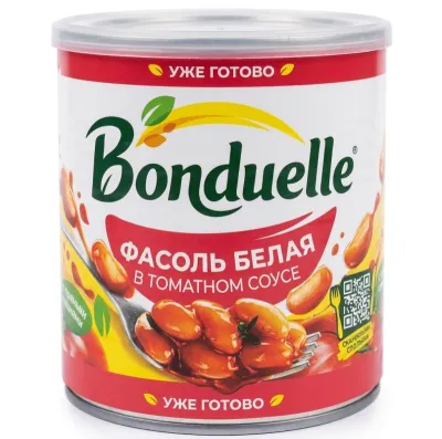 Белая фасоль Bonduelle в томатном соусе, жестяная банка 425 г 