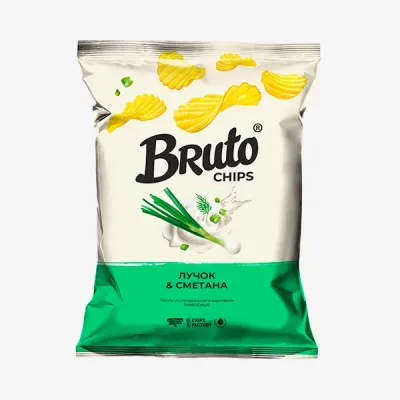 Чипсы Bruto Flavor рифлёные лучок и сметана, 120 г