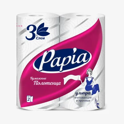 Полотенца Papia бумажные 3 слоя, 2 шт