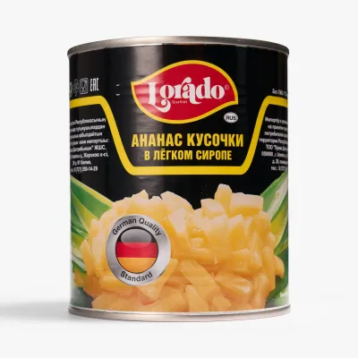 Ананасы Lorado кусочки в сиропе, 850 мл