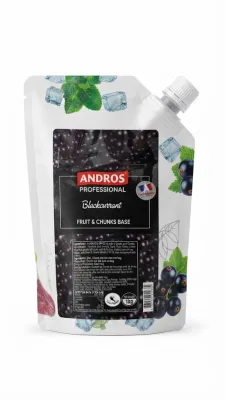 Фруктовая основа с черной смородиной «Andros Professional Blackcurrant Fruit & Chunks Base» (масса нетто: 1 кг).