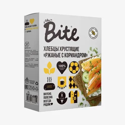 Хлебцы Bite хрустящие кукурузно-рисовые ржаные с кориандром, 100 г