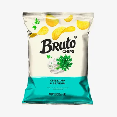 Чипсы Bruto Flavor классические сметана и зелень, 60 г