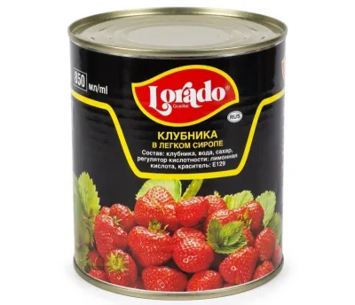 Клубника консервированная в легком сиропе Lorado, 850 мл