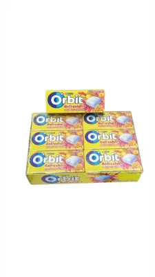 Жевательная резинка Orbit Refreshers без сахара со вкусом тропических фруктов, блок 12 штук, 192 г