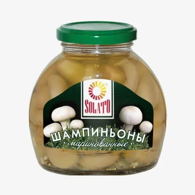 Грибы Solato шампиньоны маринованные 580 мл