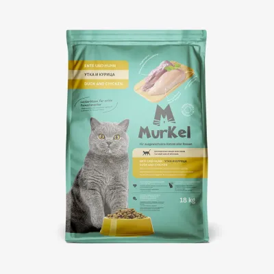 Корм Murkel сухой для кошек курица-утка, 18 кг