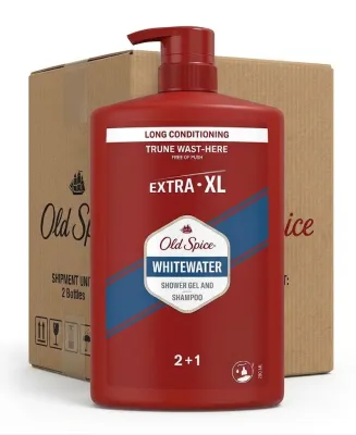 Гель для душа и шампунь Old Spice Whitewater Extra XL 2 в 1 с дозатором, 1000 мл, в коробке 4 шт