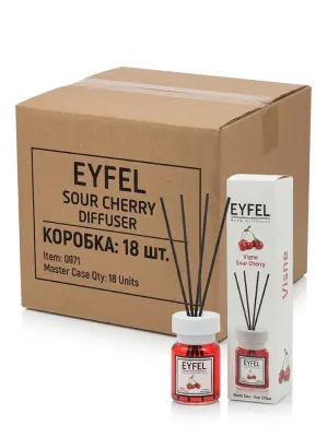 Аромадиффузор для дома EYFEL Perfume Visne / «Вишня» с палочками (110 мл, оптовая коробка 18 шт.)