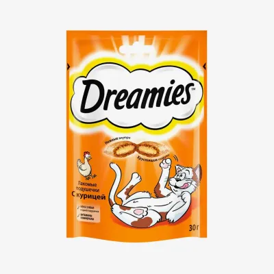 Лакомство Dreamies для кошек подушечки с&nbsp;курицей, 30 г