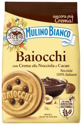 Печенье Mulino Bianco Baiocchi c какао-ореховым кремом 260 г