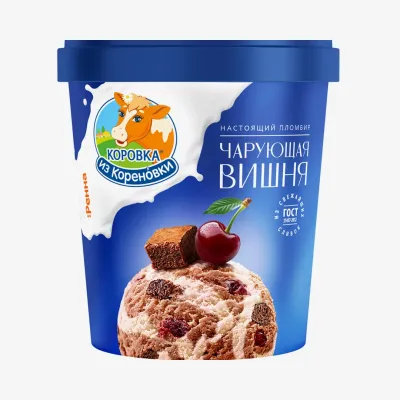 Мороженое Коровка из Кореновки ведерко пломбир вишневый, 300 г
