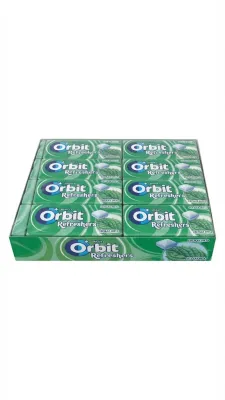 Жевательная резинка Orbit Refreshers без сахара со вкусом мяты, блок 12 штук, 192 г