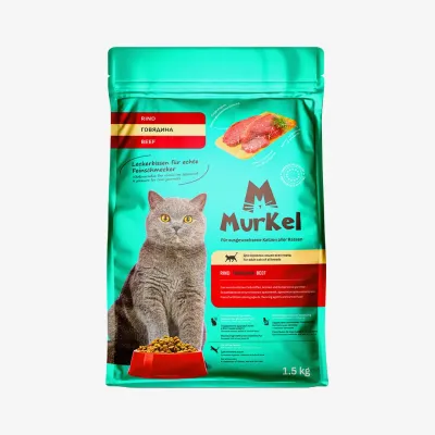 Корм Murkel сухой для кошек говядина, 1.5 кг