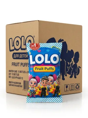 LOLO Fruit Puffs синяя фруктовые воздушные палочки для детей 40г, в коробке 10 шт