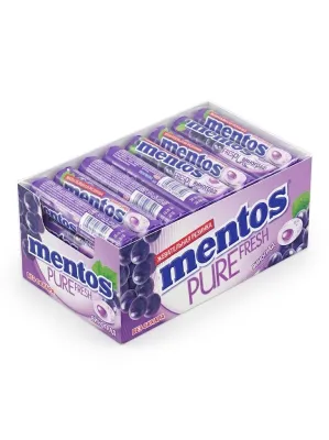 Жевательная резинка Mentos Pure Fresh «Виноград» без сахара (блок 24 шт. х 15,5 г / 372 г)