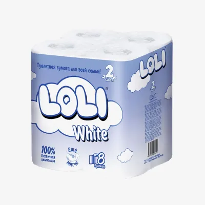 Бумага туалетная Loli White 2 слоя 8 рулонов
