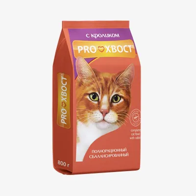 Корм ProХвост сухой для кошек с кроликом, 0,8 кг