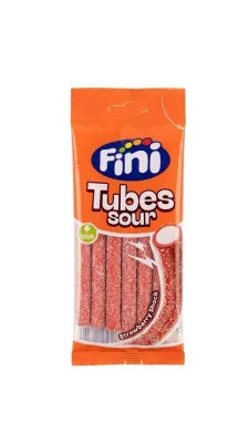 Жевательный мармелад Fini Tubes Sour Strawberry Shock «Кислые трубочки Клубника», 90 г