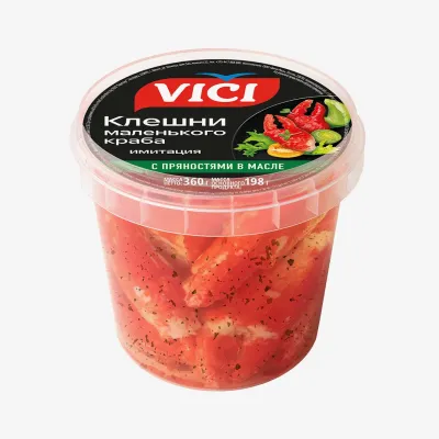Клешни маленького краба VICI имитация из сурими в чесночном масле, 360 г