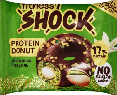 Fitnes Shock пончик Protein Donut фисташка, ваниль 1 шт