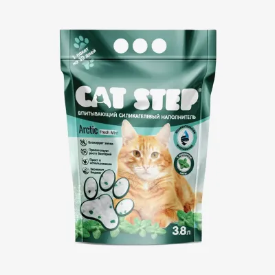 Наполнитель Cat Step впитывающий силикагелевый Arctic Fresh Mint, 3,8 л