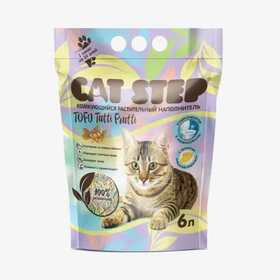 Наполнитель Cat Step Tofu Tutti Frutti комкующийся растительный, 6 л