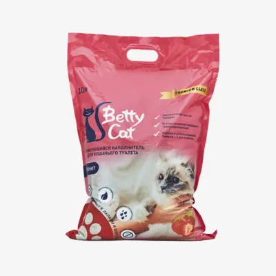 Наполнитель Betty Cat гигиенический для кошачьего туалета с ароматом клубники 5 л