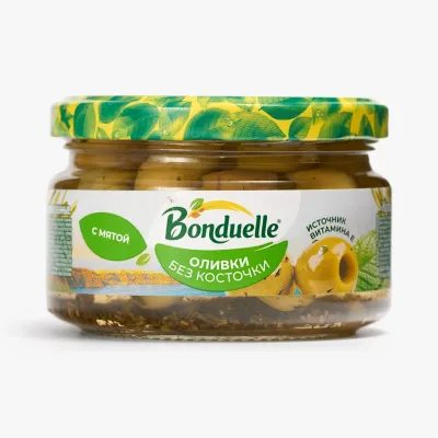 Оливки Bonduelle без косточки с мятой, 250 мл