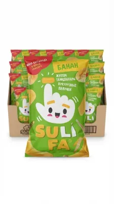 КУКУРУЗНЫЕ ПАЛОЧКИ СО ВКУСОМ БАНАНА «SULI FA» (КОРОБКА 25 ШТ., ОПТ)